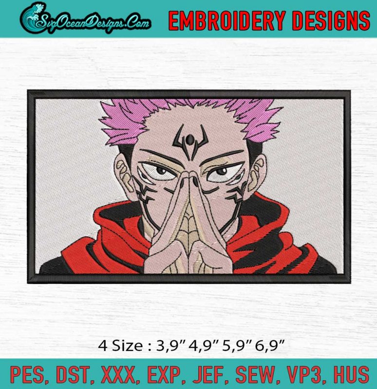 Ryomen Sukuna Jujutsu Kaisen Anime Machine Embroidery Digitizing Design