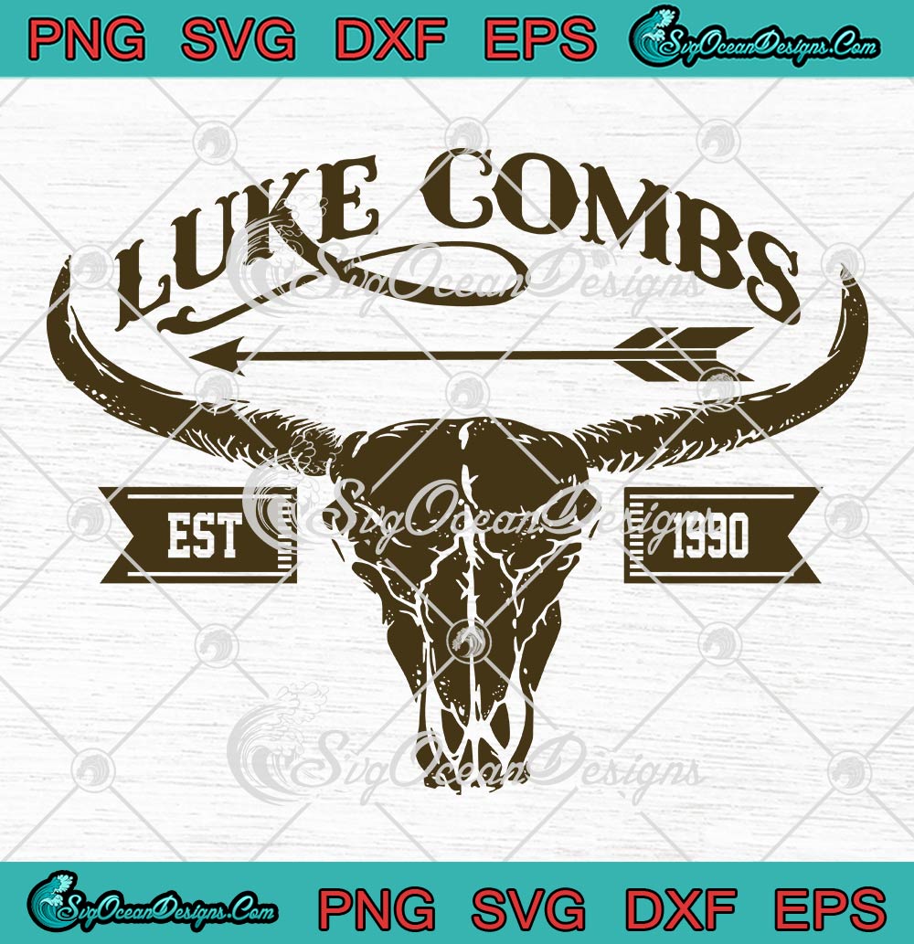 Luke Combs Est 1990 Vintage SVG Trendy Bull Skull Luke Combs SVG PNG