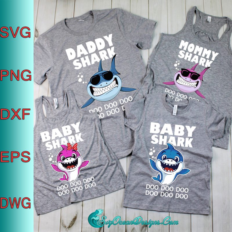Baby Shark Svg Mommy Shark Svg Daddy Shark Svg Shark Doo Doo Svg Designs Digital Download