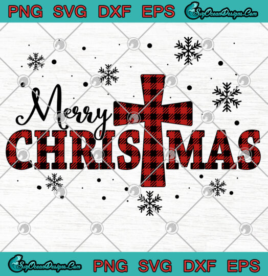 Merry Christmas with Cross svg png