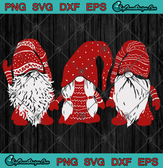 Three red Gnomes Santa Gnomies Christmas svg png