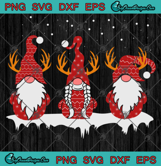 Three red Gnomes Santa Gnomies Christmas svg png eps