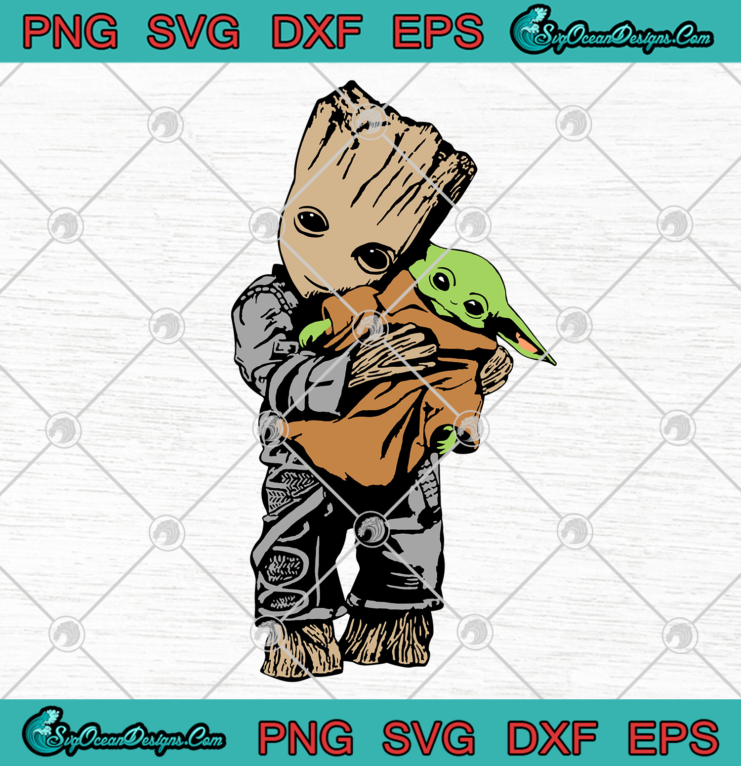 Baby Groot Hug Baby Yoda SVG-Star Wars The Mandalorian SVG ...
