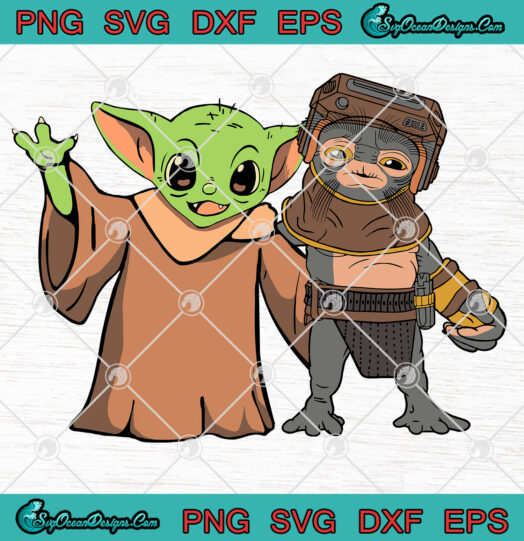 Baby Yoda And Babu Frik SVg PNG