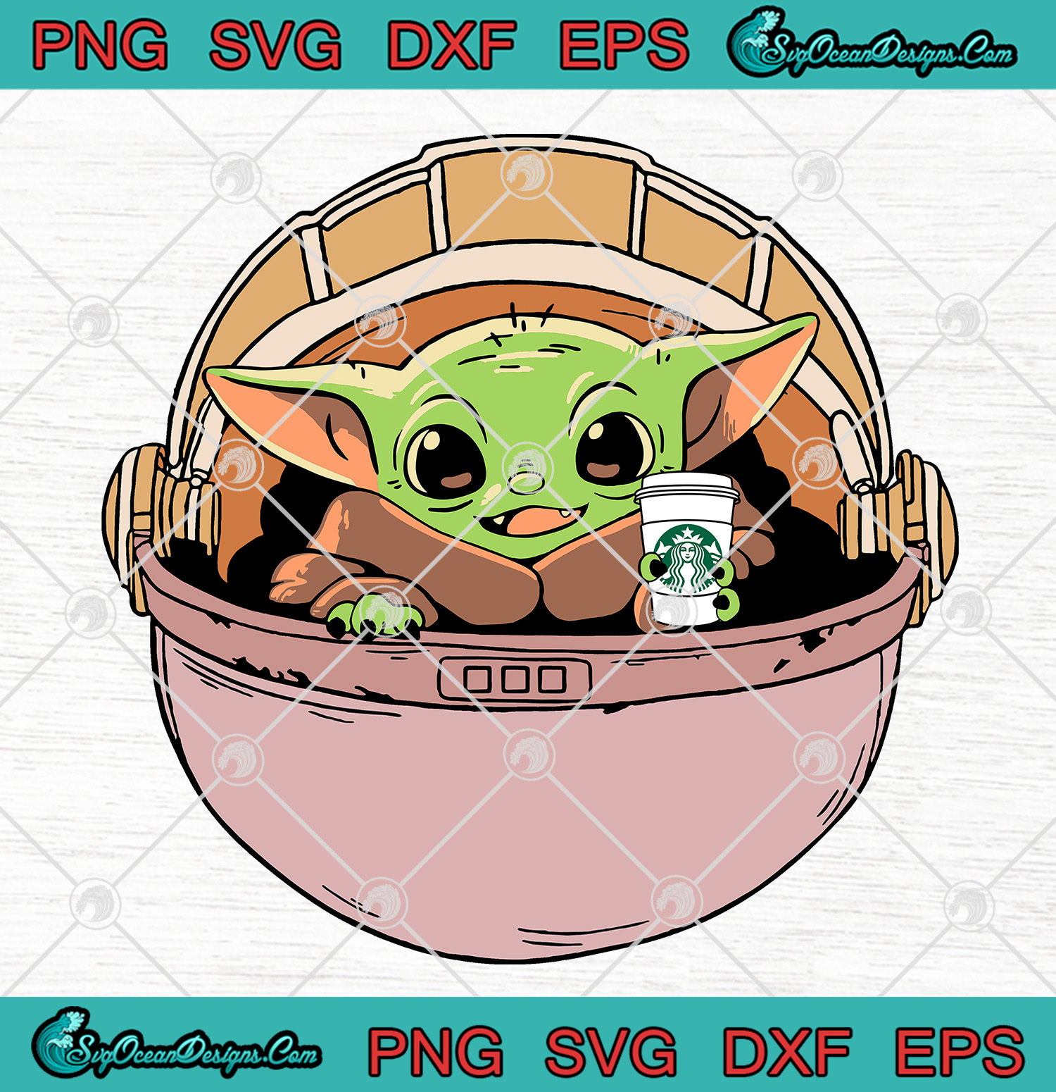 Baby Yoda Drink StarBucks SVG PNG,Star Wars The Mandalorian SVG PNG EPS ...