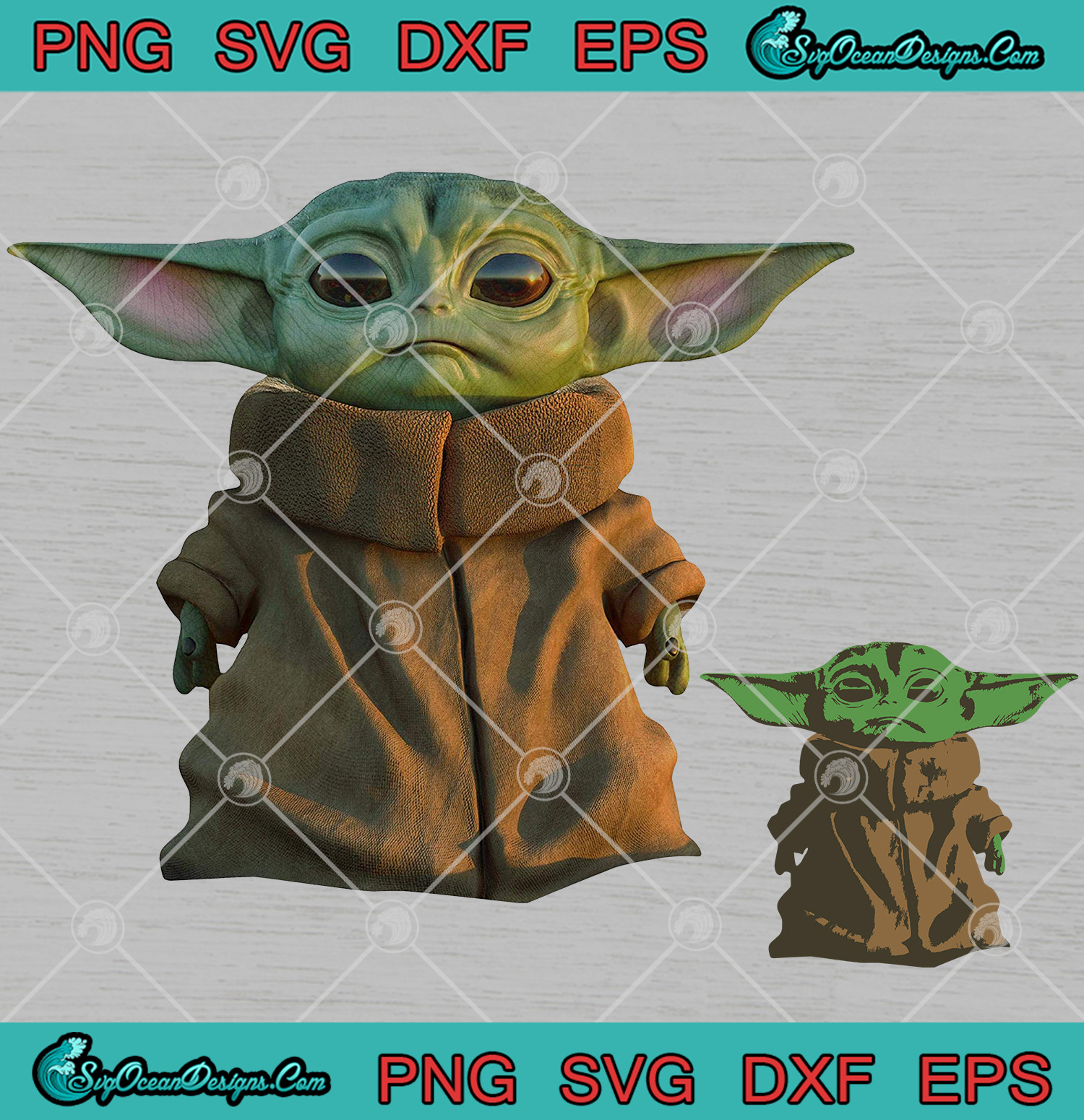 Cute Baby Yoda Star Wars Mandalorian Digital Image .PNG File 
