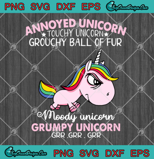 Annoyed Unicorn Touchy Unicorn Grouchy Ball Of Fur Moody Unicorn Grumpy Unicorn SVG PNG