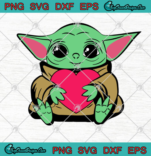 Baby YODA heart Valentines Day svg png