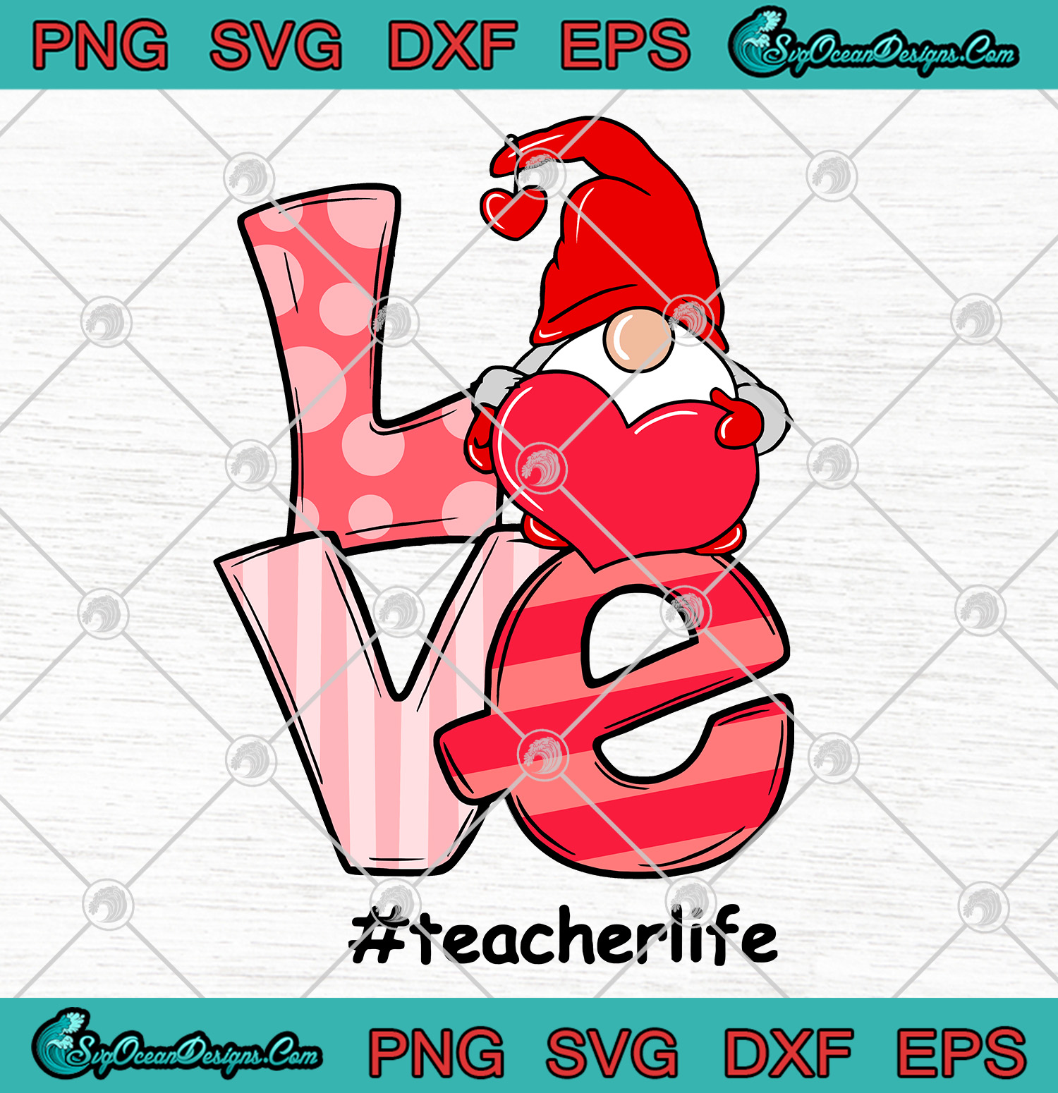 Download Gnome Love First Teacher Life Valentine SVG PNG- Teacherlife SVG Digital Download - Designs ...