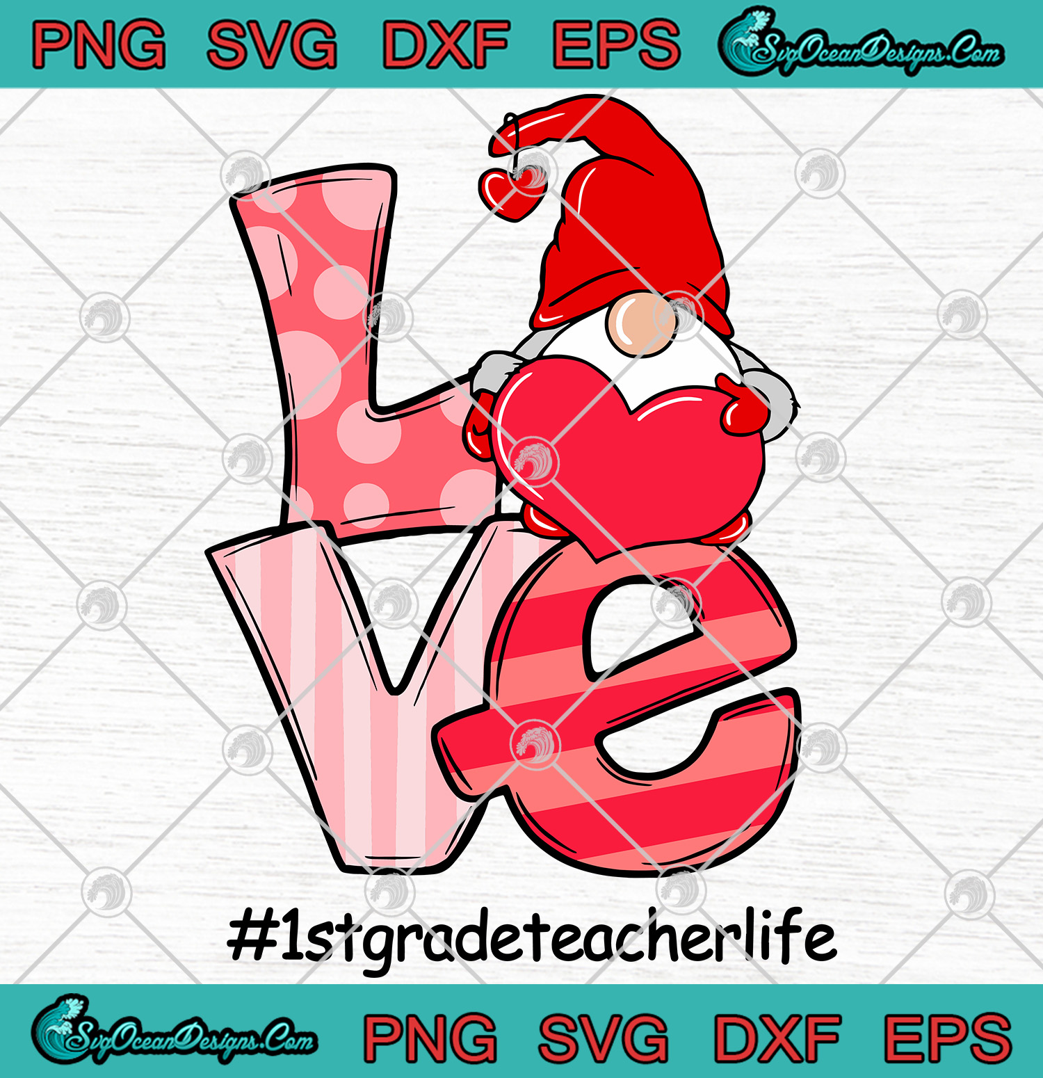 Download Gnome love first grade teacher ife Valentine Day SVG PNG ...