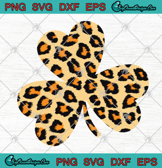 Leopard Pattern Lucky Clover SVg PNG