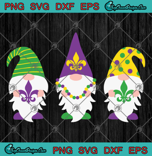 Three Gnomes Mardi Gras Day svg png