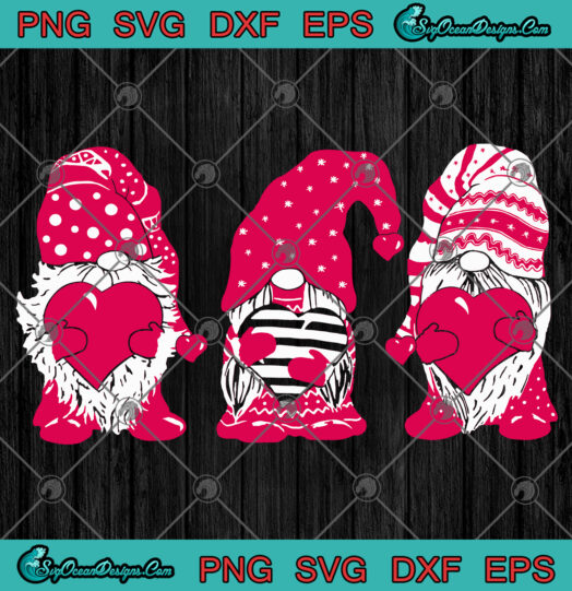 three Gnomes Valentine art SVG PNG