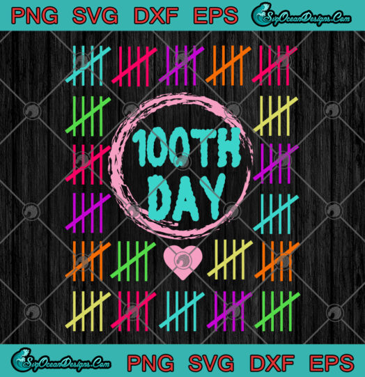 100 Days of School Colorful 100th svg