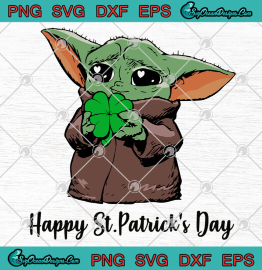Baby Yoda Happy St Patricks Day svg png