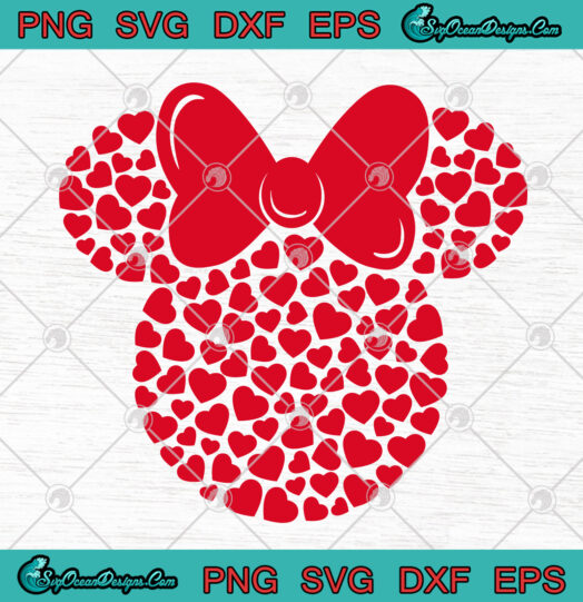 Disney Minnie Mouse Icon Filled with Hearts svg png