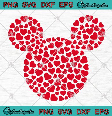 Disney Mickey Mouse Icon Filled With Hearts SVG PNG Disney Mickey Mouse ...