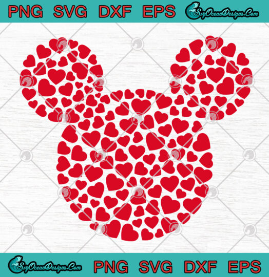 Mckey Mouse Icon Filled With Hearts svg
