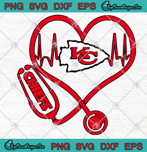 Nurse Heartbeat Love Kansas City Chiefs SVG PNG EPS DXF - Nurse Love ...