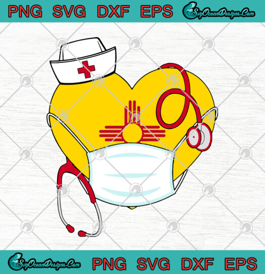 Heart New Mexico Stethoscope Nurse Face Mask svg png
