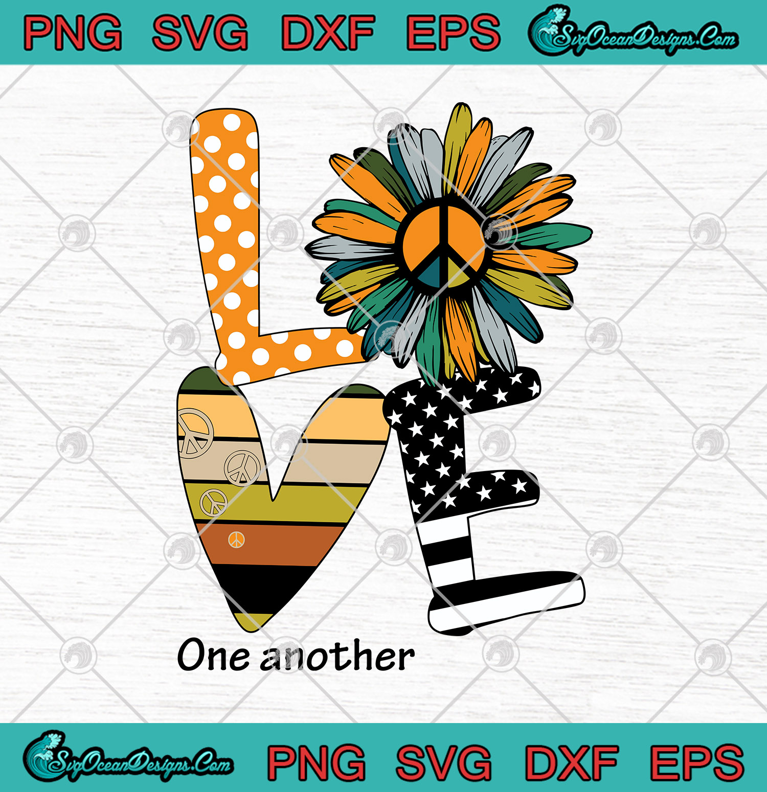Download Hippie American Flag Sunflower Love One Another SVG PNG - Hippie SVG PNG Cutting file Cricut ...