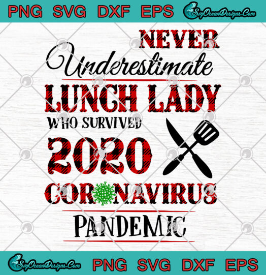 Never Underestimate Lunch Lady Who Survived 2020 Coronavirus Pandemic svg png