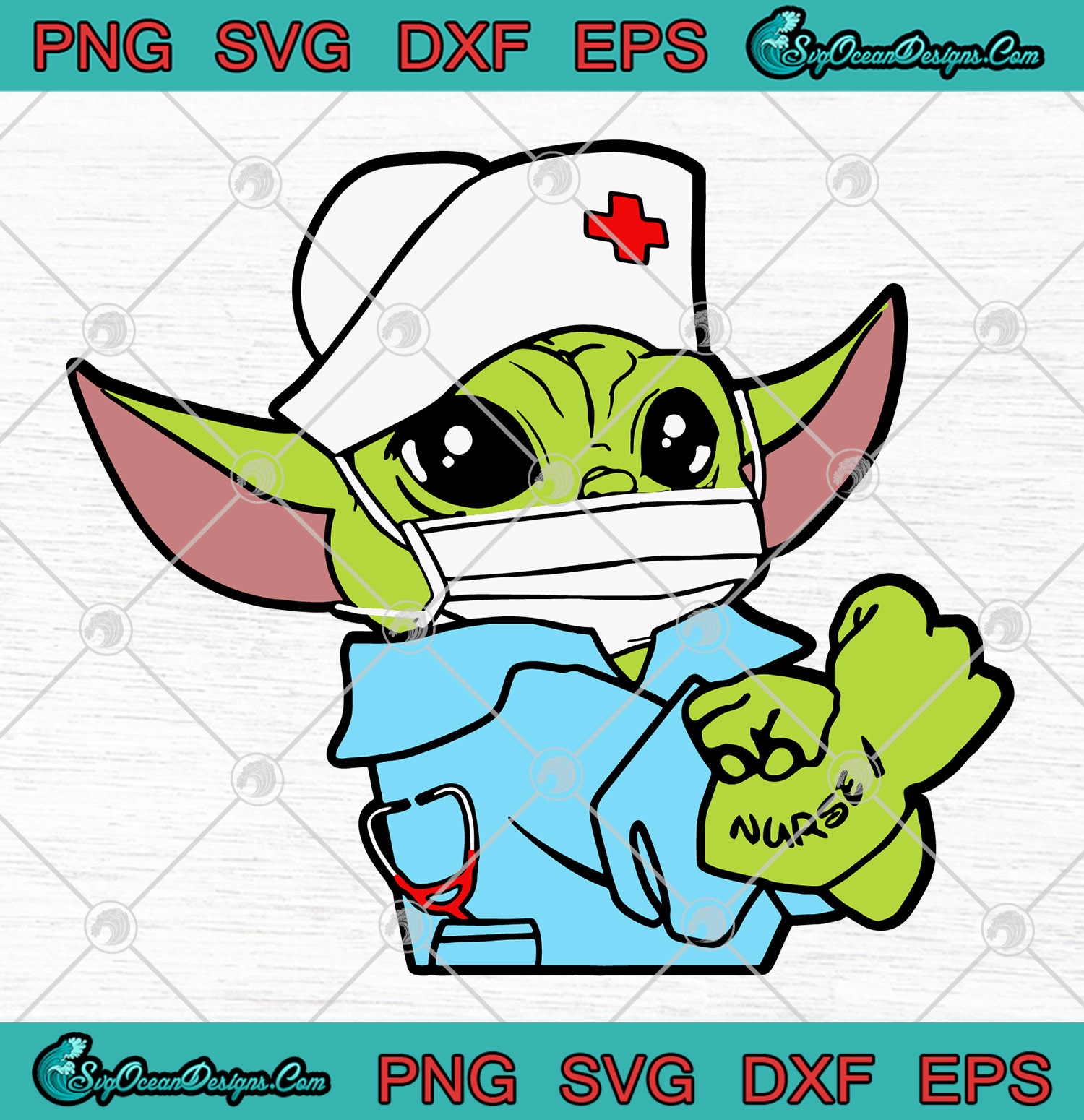 Download Strong Baby Yoda Wearing Scrub Nurse Coronavirus SVG PNG ...