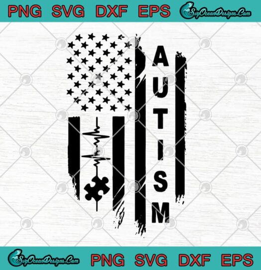 Autism Heartbeat Nurse American Flag