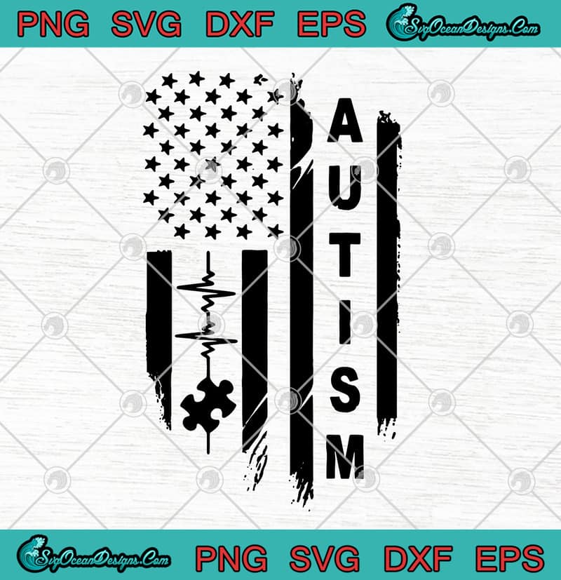 Download Autism Heartbeat Nurse American Flag SVG PNG EPS DXF ...