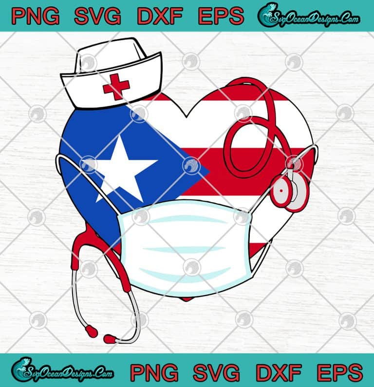 Heart Puerto Rico Stethoscope Nurse Face Mask