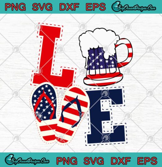 Love Beer And Flip Flops American Flag