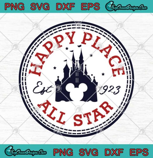 Mickey Disney Castle Happy Place Est 1923 All Star