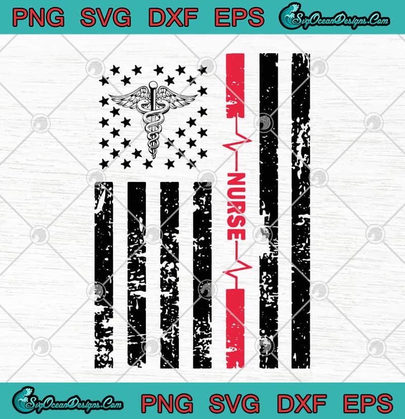 Download Nurse America Flag Heartbeat Nursing SVG PNG EPS DXF ...