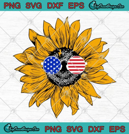 Sunflower American Flag Glasses