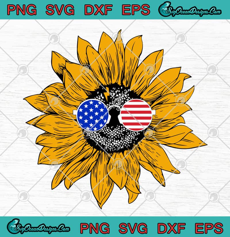 Download Sunflower American Flag Glasses Hippie SVG PNG EPS DXF ...