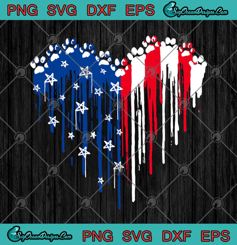 Download Dog Paw Heart Lover Paint Dripping American Flag Svg Png Eps Dxf Independence Day Svg Cricut File Silhouette Art Designs Digital Download SVG, PNG, EPS, DXF File