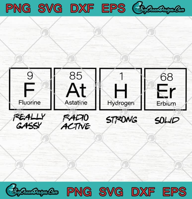Father Periodic Elements Table Funny Happy Father's Day SVG PNG EPS DXF ...