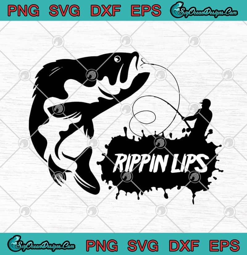 Download Fishing Rippin Lips Funny Bass Fishing Fishermen SVG PNG EPS DXF - Fishing Lovers SVG Cricut ...