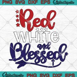 Red White And Blessed Cross SVG PNG EPS DXF - Christian SVG Cricut File Silhouette Art