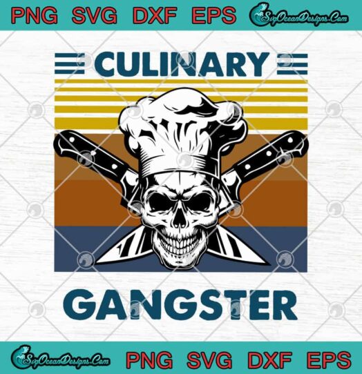 Skull Culinary Gangster Chef Vintage
