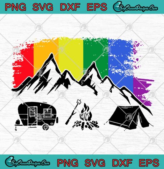 LGBT Camping Rainbow Gay Flag Camper Funny