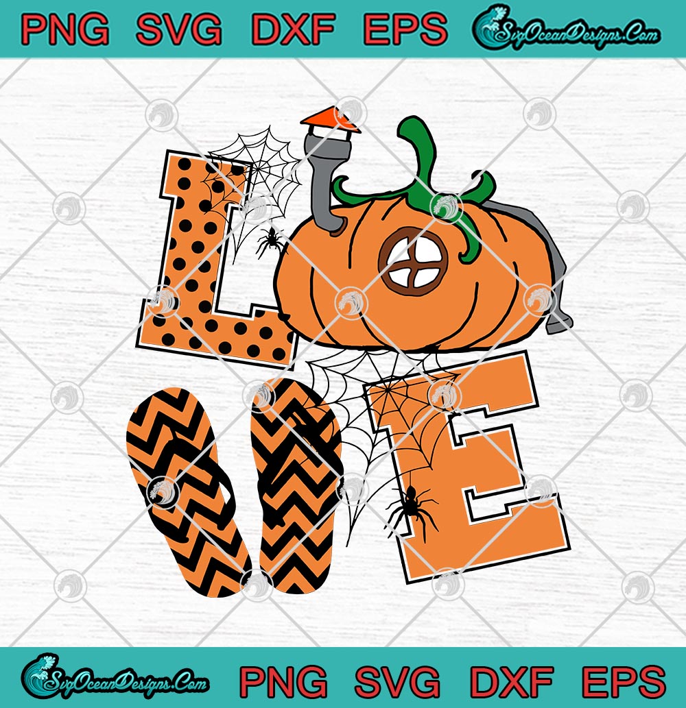 Download Love Halloween Pumpkin Spider Flip Flops Funny Halloween ...
