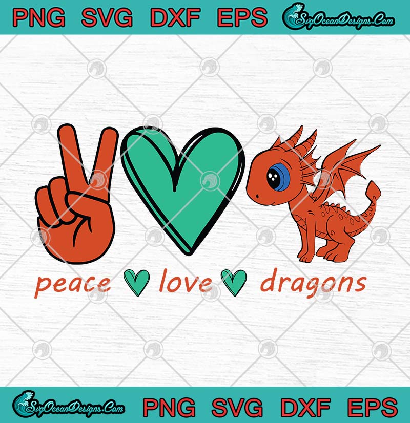 Download Peace Love Dragons SVG PNG EPS DXF Cricut File Silhouette Art - Designs Digital Download