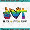 Peace Love Jesus LGBT Rainbow Christian Cross Heart SVG PNG EPS DXF - LGBT Pride SVG - Christian Cricut File Silhouette Art