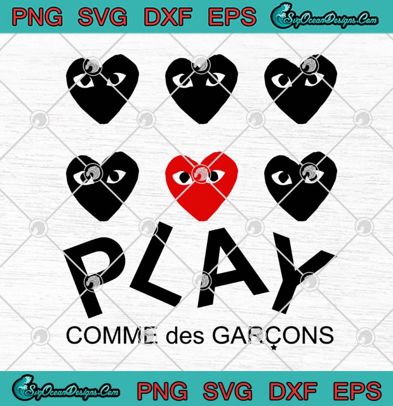 Hearts Play Comme Des Garcons SVG PNG EPS DXF Cricut File Silhouette Art