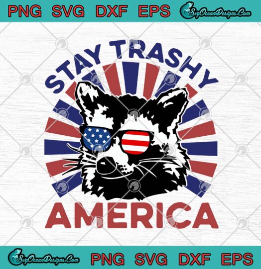 Raccoon American Flag Stay Trashy America