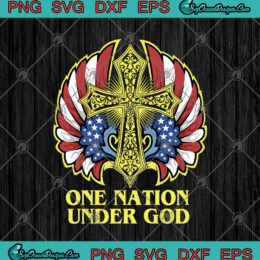 American Flag Wings High-Res Cross One Nation Under God SVG PNG EPS DXF - Christian Cricut File Silhouette Art