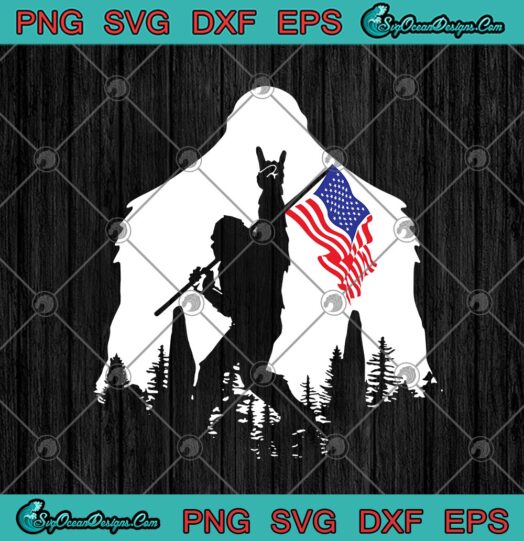 Bigfoot Victory Rock And Roll Silhouette American Flag