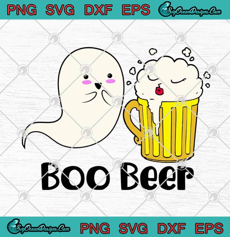 Boo Ghost Beer Drinker Funny Halloween Drinking SVG PNG EPS DXF - Boo