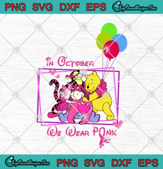 Disney Winnie the Pooh Characters In October We Wear Pink